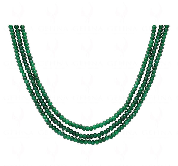 3 Rows Of Emerald Gemstone Faceted Bead Necklace NP-1465