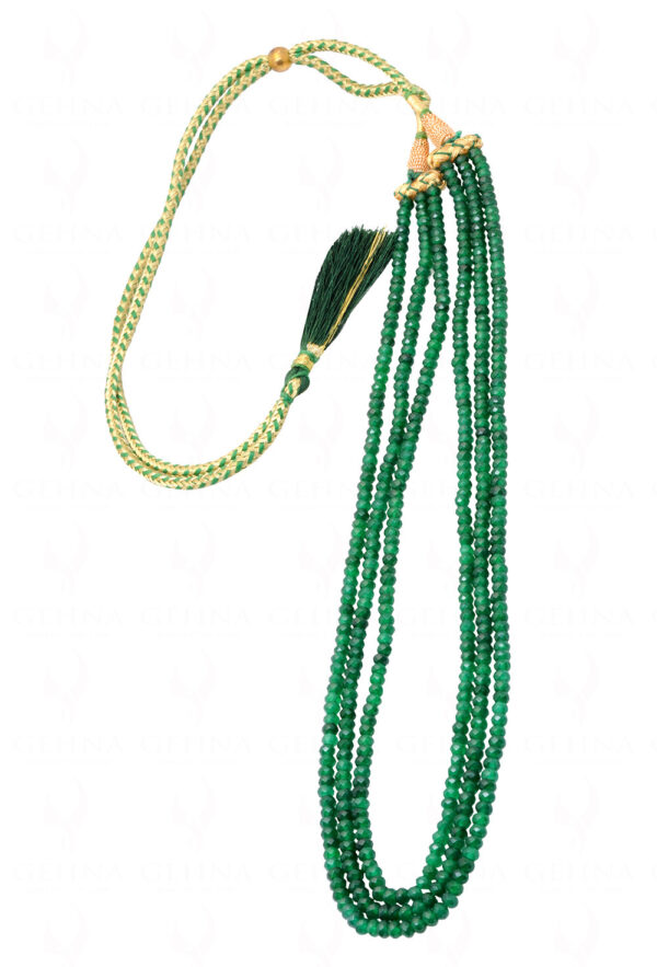 3 Rows Of Emerald Gemstone Faceted Bead Necklace NP-1465