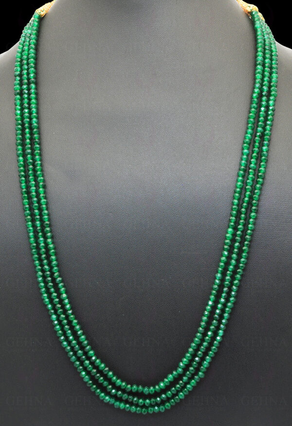 3 Rows Of Emerald Gemstone Faceted Bead Necklace NP-1465