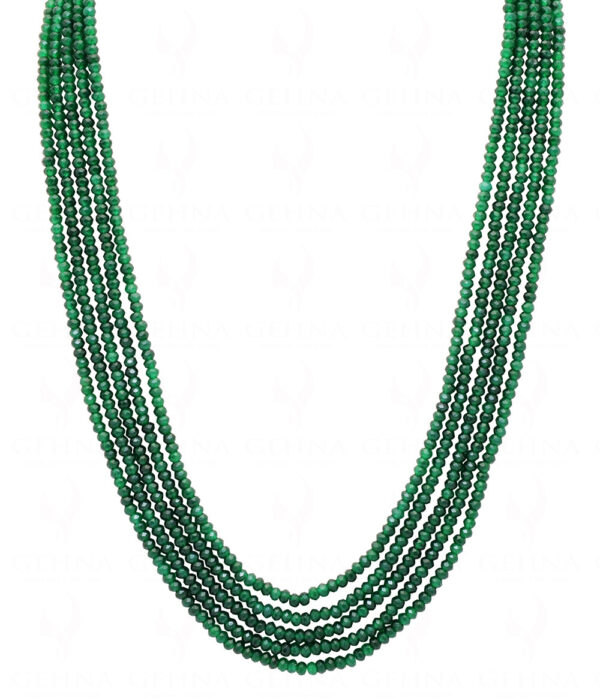 5 Rows Of Emerald Gemstone Faceted Bead Necklace NP-1466