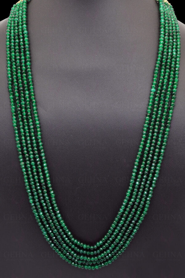 5 Rows Of Emerald Gemstone Faceted Bead Necklace NP-1466