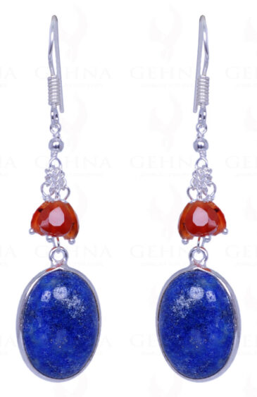 Lapis Lazuli & Carnelian Gemstone Earrings Made In .925 Solid Silver ES-1467