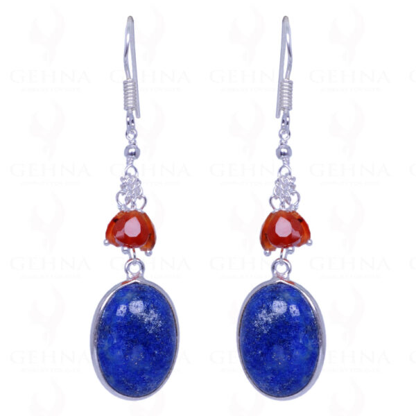 Lapis Lazuli & Carnelian Gemstone Earrings Made In .925 Solid Silver ES-1467