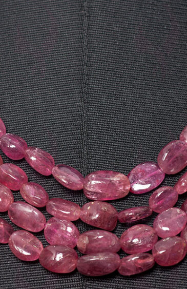 4 Rows of Pink Tourmaline Gemstone Oval Shaped Necklace NS-1468