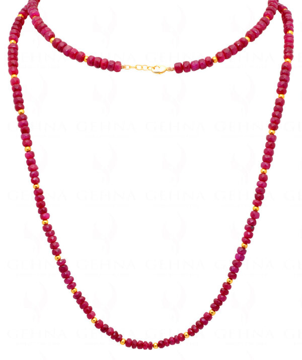 Glass Filled Ruby Gemstone Faceted Bead String NP-1469