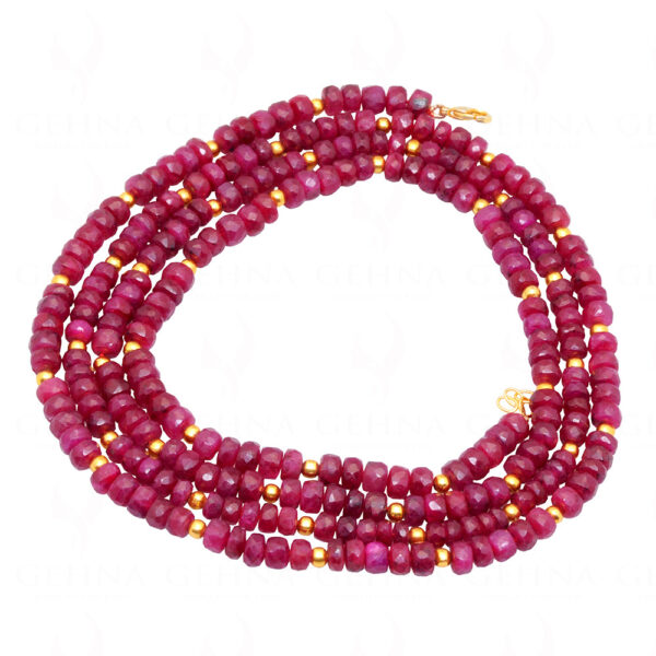 Glass Filled Ruby Gemstone Faceted Bead String NP-1469