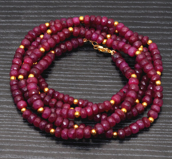 Glass Filled Ruby Gemstone Faceted Bead String NP-1469