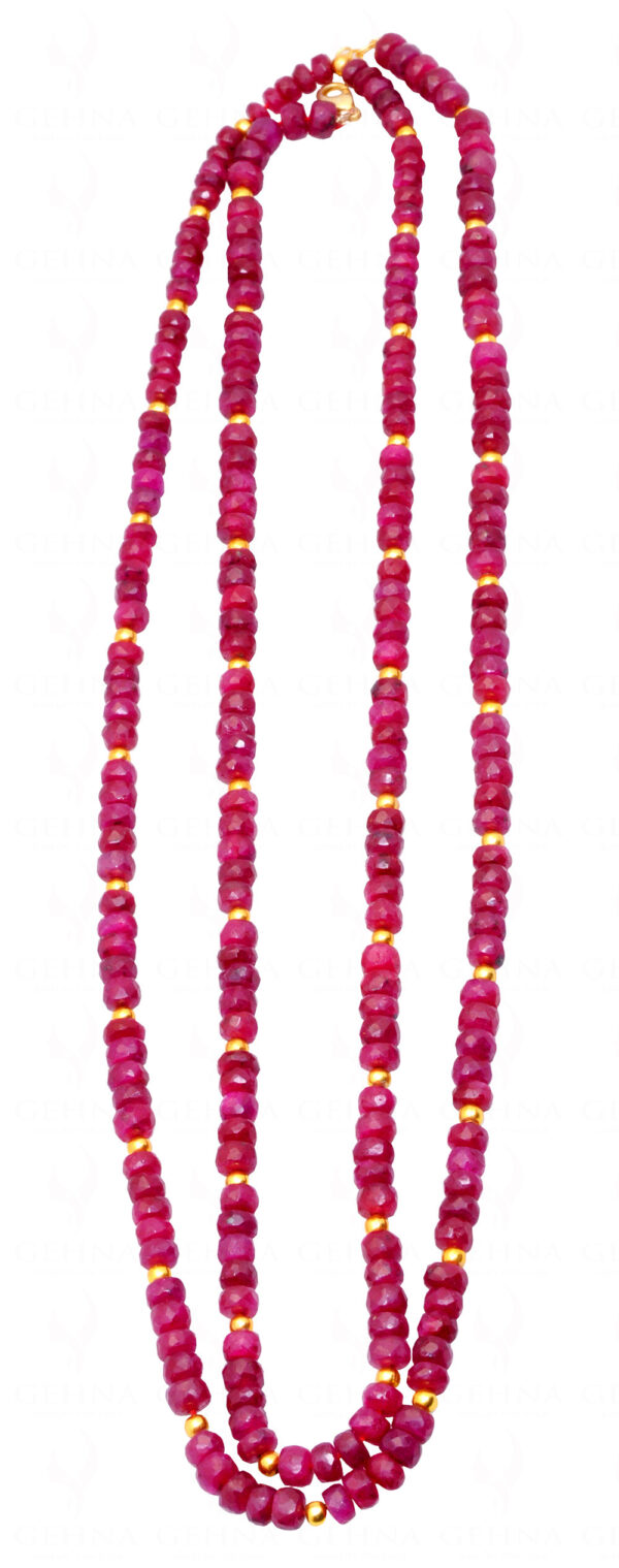 Glass Filled Ruby Gemstone Faceted Bead String NP-1469