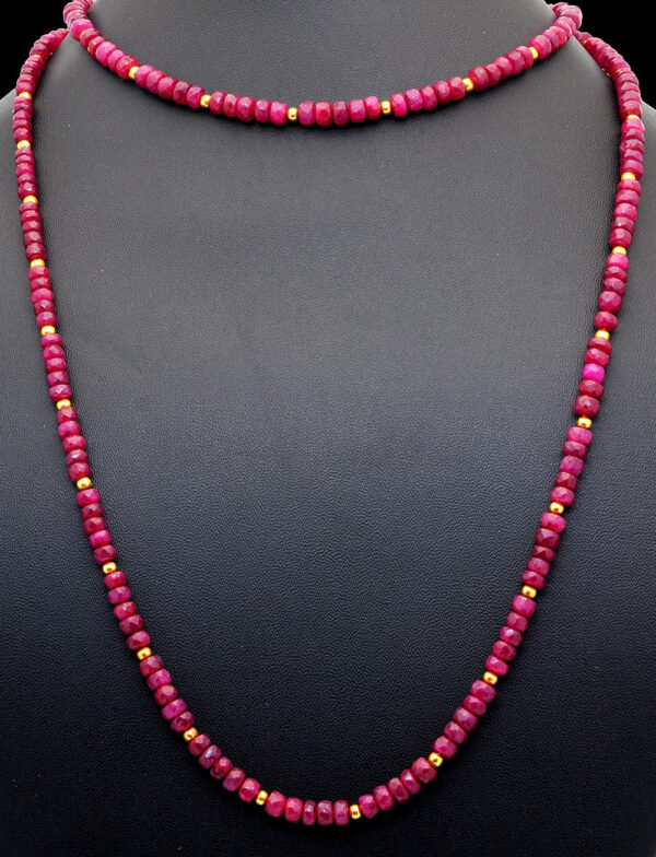 Glass Filled Ruby Gemstone Faceted Bead String NP-1469