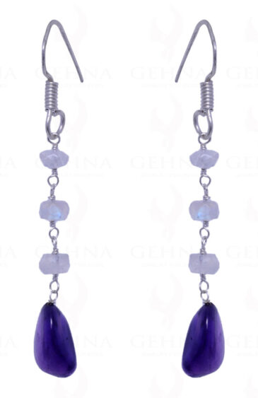 Amethyst & Rainbow Moonstone Gemstone Earrings In .925 Sterling Silver ES-1470