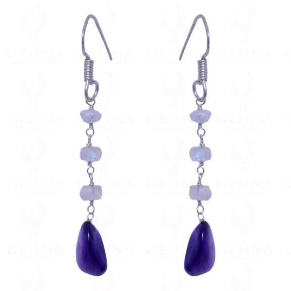 Amethyst & Rainbow Moonstone Gemstone Earrings In .925 Sterling Silver ES-1470