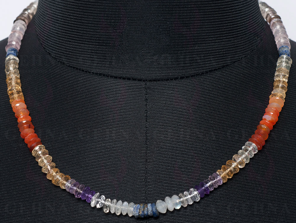 Multi Color Gemstone Faceted Bead Necklace NS-1470