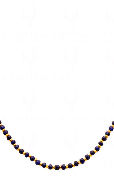 Blue Sapphire Gemstones With Golden Beads Necklace NP-1471