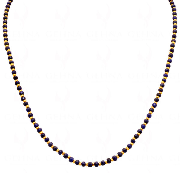 Blue Sapphire Gemstones With Golden Beads Necklace NP-1471