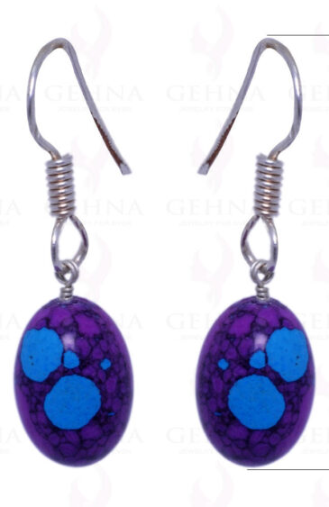 Purple Turquoise Oval Gemstone Earrings Made In .925 Sterling Silver ES-1471