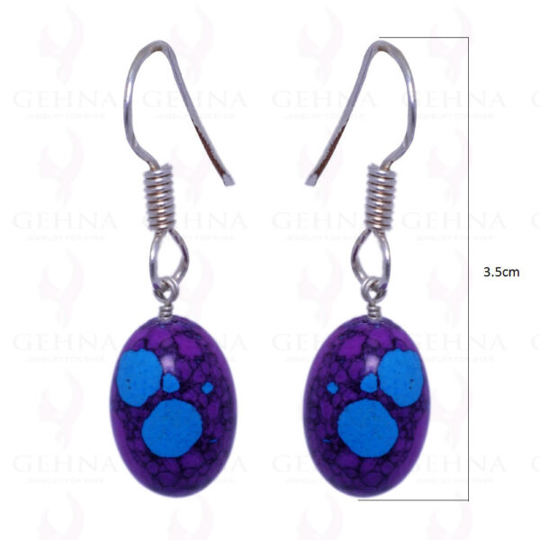 Purple Turquoise Oval Gemstone Earrings Made In .925 Sterling Silver ES-1471