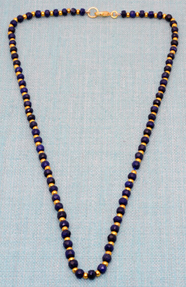 Blue Sapphire Gemstones With Golden Beads Necklace NP-1471