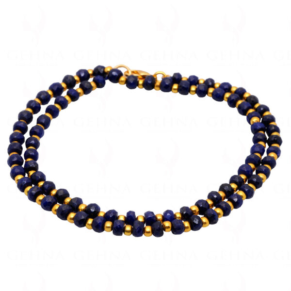 Blue Sapphire Gemstones With Golden Beads Necklace NP-1471