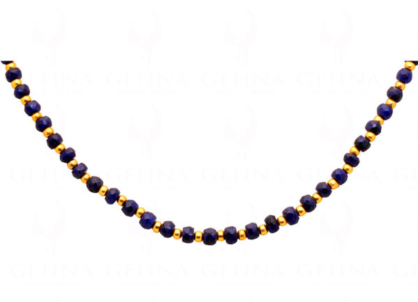 Blue Sapphire Gemstones With Golden Beads Necklace NP-1471