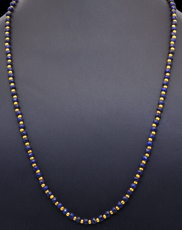 Blue Sapphire Gemstones With Golden Beads Necklace NP-1471