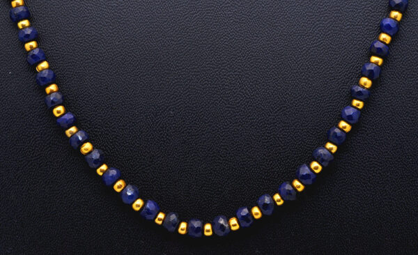 Blue Sapphire Gemstones With Golden Beads Necklace NP-1471