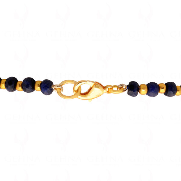 Blue Sapphire Gemstones With Golden Beads Necklace NP-1471