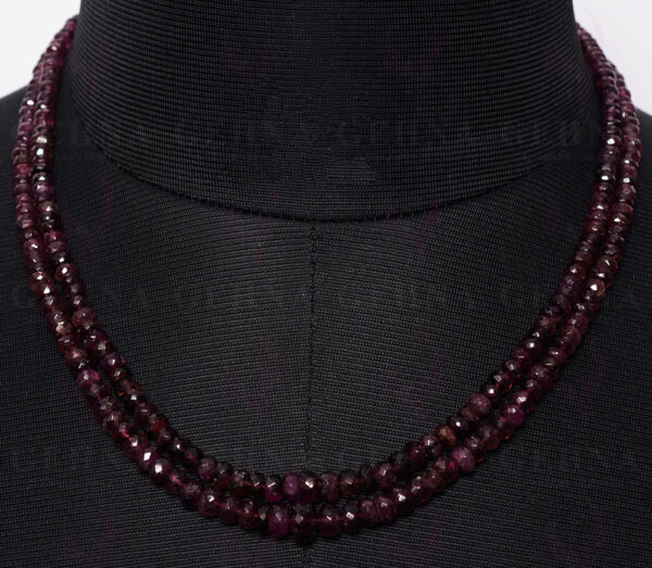 2 Rows of Pink Tourmaline Gemstone faceted Bead Necklace NS-1472