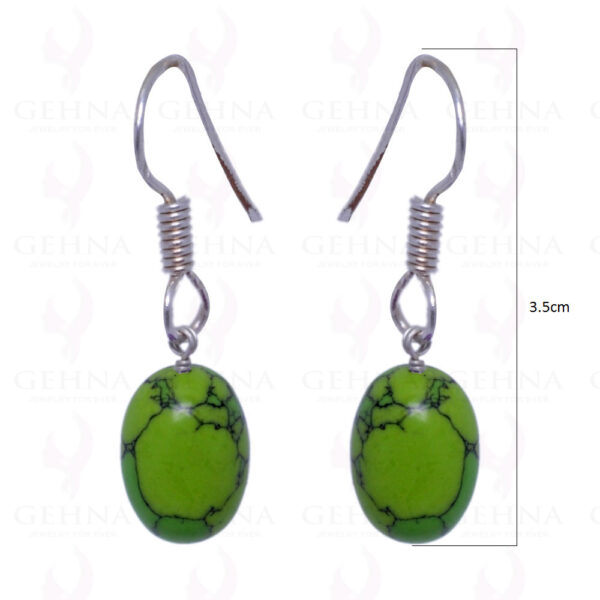 Green Turquoise Oval Gemstone Earrings Made In .925 Sterling Silver ES-1472