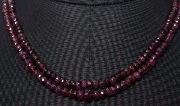 2 Rows of Pink Tourmaline Gemstone faceted Bead Necklace NS-1472