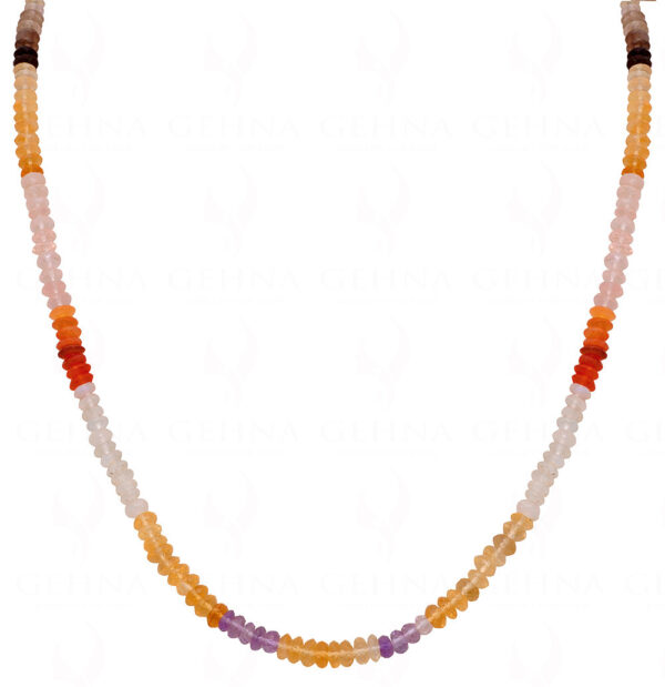 Rainbow MooNS-tone & Multicolor Gemstone Faceted Bead Necklace NS-1473