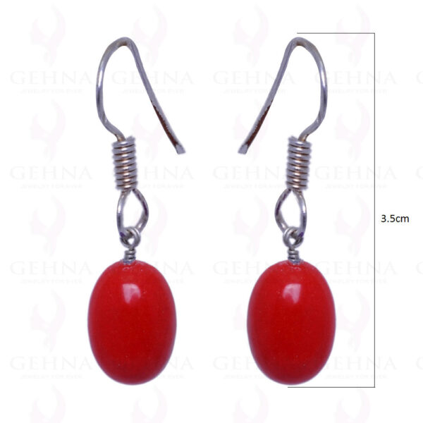 Coral Oval Gemstone Earrings Made In .925 Sterling Silver ES-1473