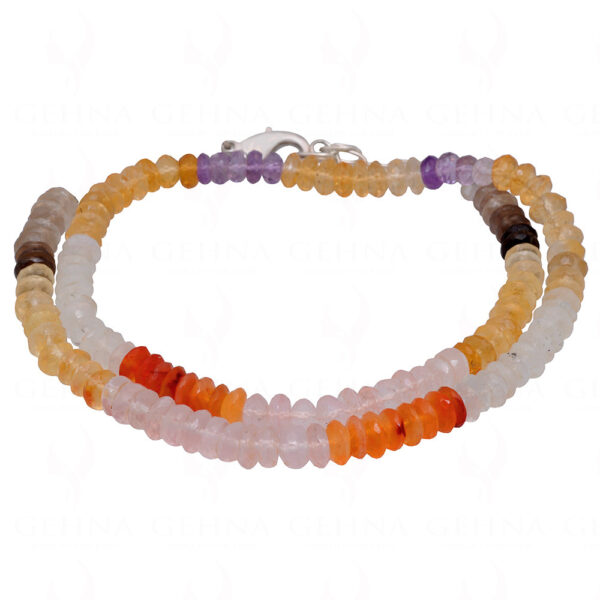 Rainbow MooNS-tone & Multicolor Gemstone Faceted Bead Necklace NS-1473