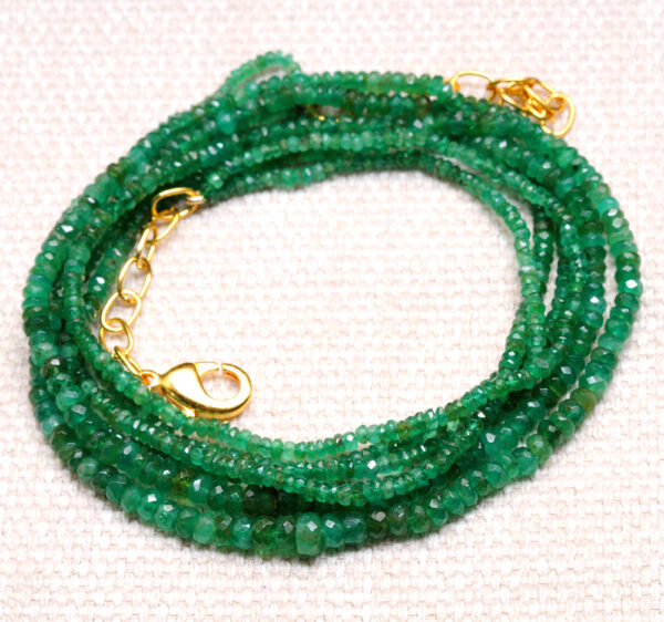 2 Rows Of Emerald Gemstone Faceted Bead Necklace NP-1473