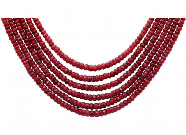 6 Rows Of Ruby Gemstone Faceted Bead Round Shape Necklace NP-1474