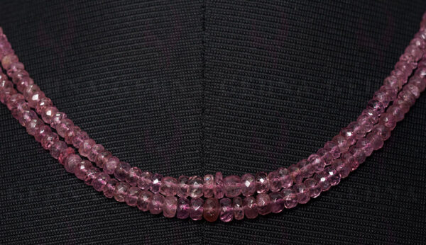 2 Rows of Pink Tourmaline Gemstone Faceted Bead Necklace NS-1475