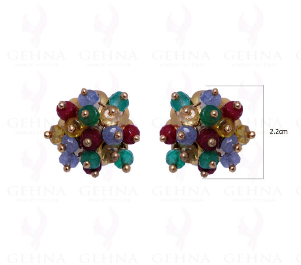 Emerald, Ruby & Sapphire Gemstone Bead Earrings In 925 Sterling Silver ES-1475