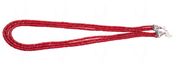 3 Rows Of Ruby Gemstone Faceted Bead Necklace NP-1475