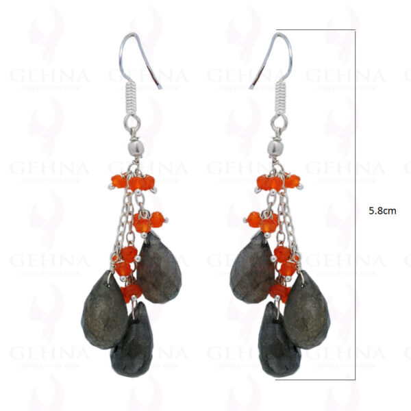 Carnelian & Labradorite Gemstone Bead Earrings In 925 Sterling Silver ES-1476