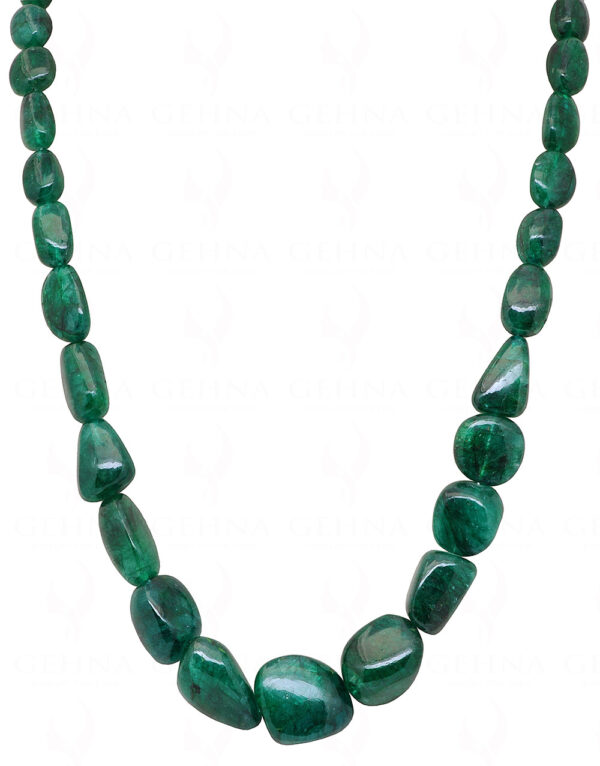 Row Of Natural Emerald Gemstone Tumble Bead Necklace & Earring Set NP-1478