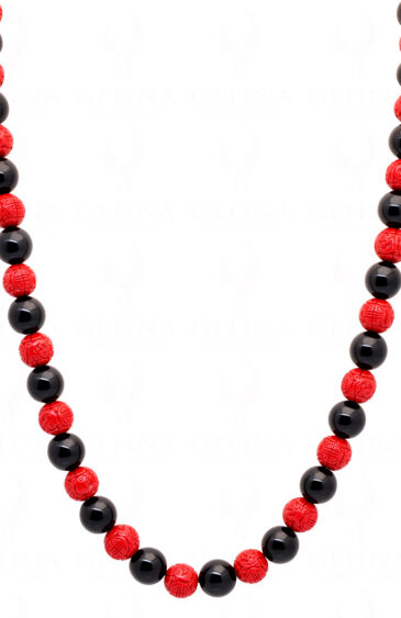 Black Onyx & Red Jasper Gemstone Cabochon Necklace NS-1478