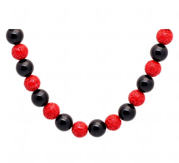 Black Onyx & Red Jasper Gemstone Cabochon Necklace NS-1478