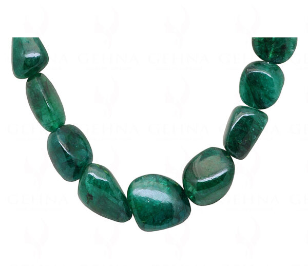 Row Of Natural Emerald Gemstone Tumble Bead Necklace & Earring Set NP-1478