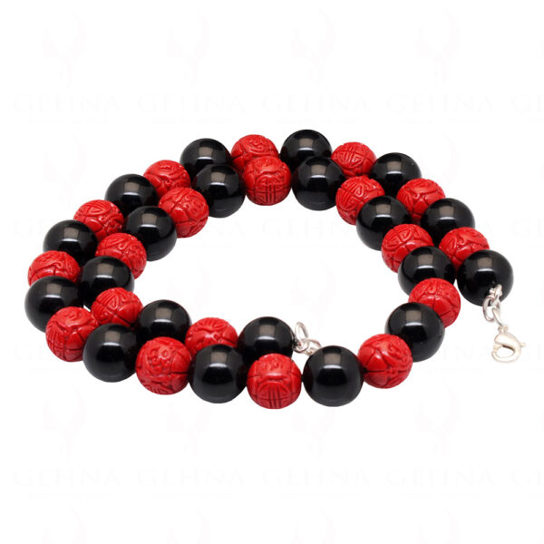 Black Onyx & Red Jasper Gemstone Cabochon Necklace NS-1478