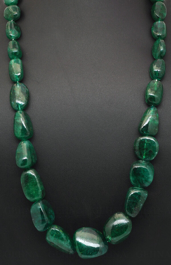 Row Of Natural Emerald Gemstone Tumble Bead Necklace & Earring Set NP-1478