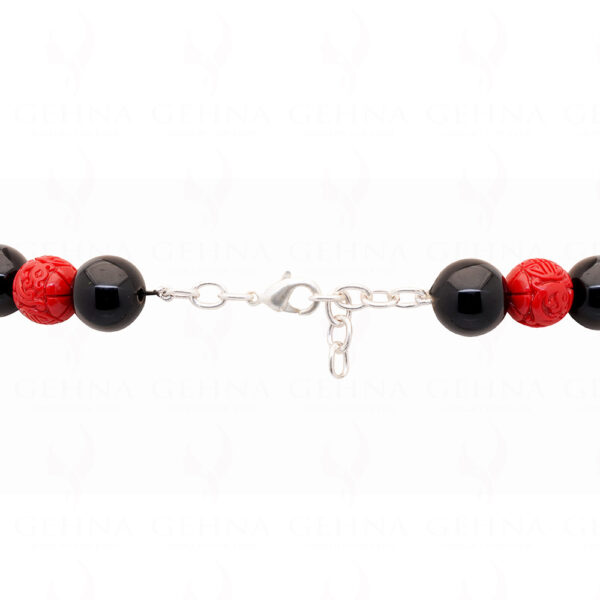 Black Onyx & Red Jasper Gemstone Cabochon Necklace NS-1478