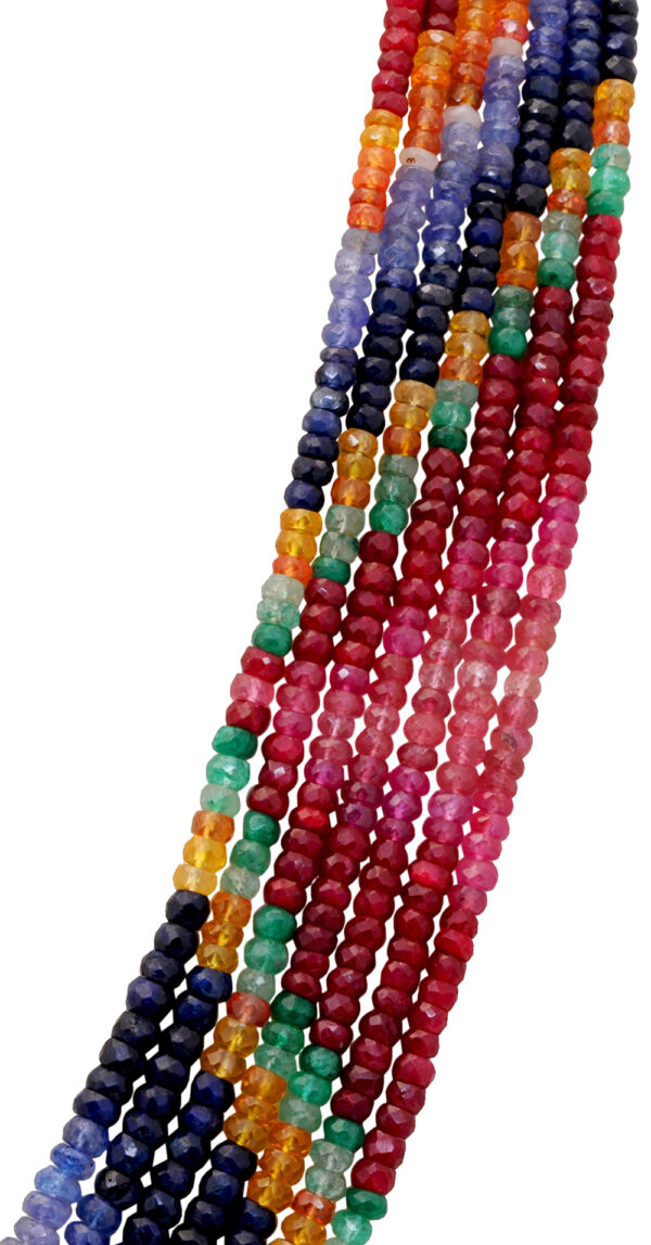 Ruby Emerald Sapphire 7 Rows Faceted Bead Necklace NP-1479