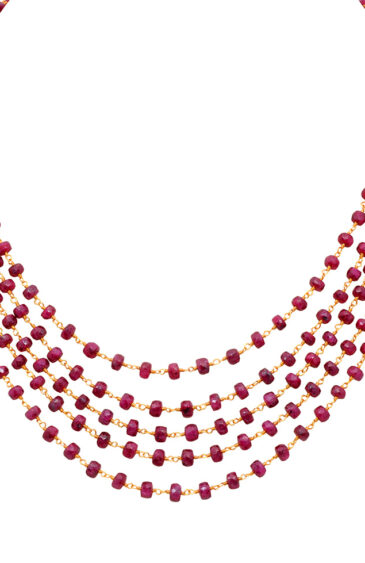 5 Rows Of Ruby Gemstone Faceted Bead Necklace NP-1480