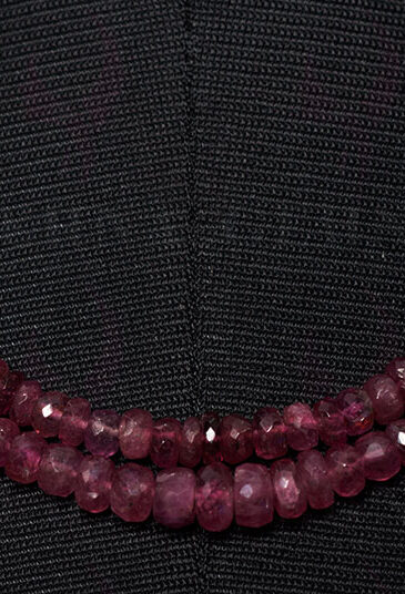 2 Rows of Pink Tourmaline Gemstone Faceted Bead Necklace NS-1480