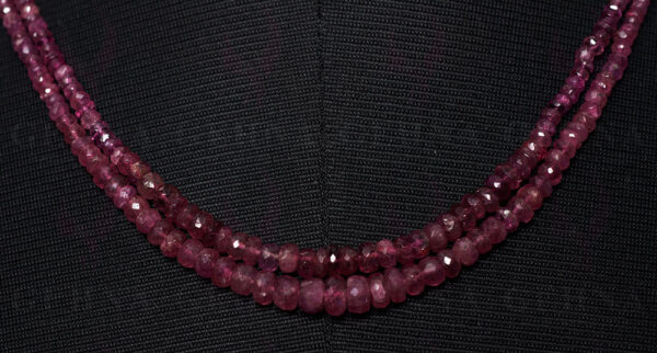 2 Rows of Pink Tourmaline Gemstone Faceted Bead Necklace NS-1480