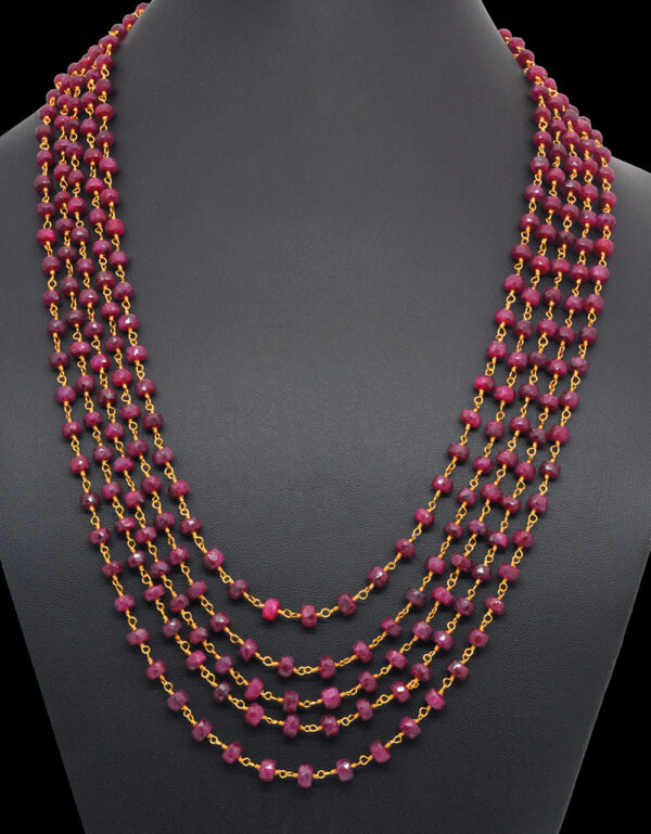 5 Rows Of Ruby Gemstone Faceted Bead Necklace NP-1480